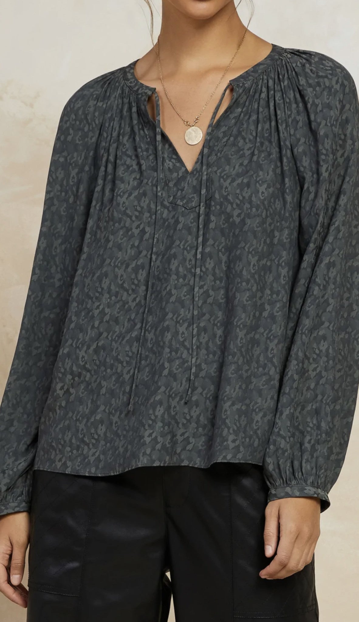 JACQUARD SELF TIE LSLV TOP