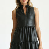 VEGAN LEATHER SLVLS MINI DRESS