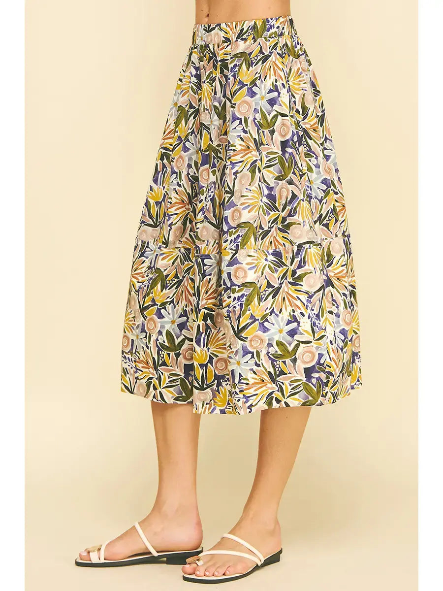FLORAL PRINT A LINE SKIRT