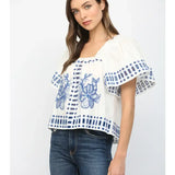 TEDDY RUFFLED SSLV FLORAL TOP