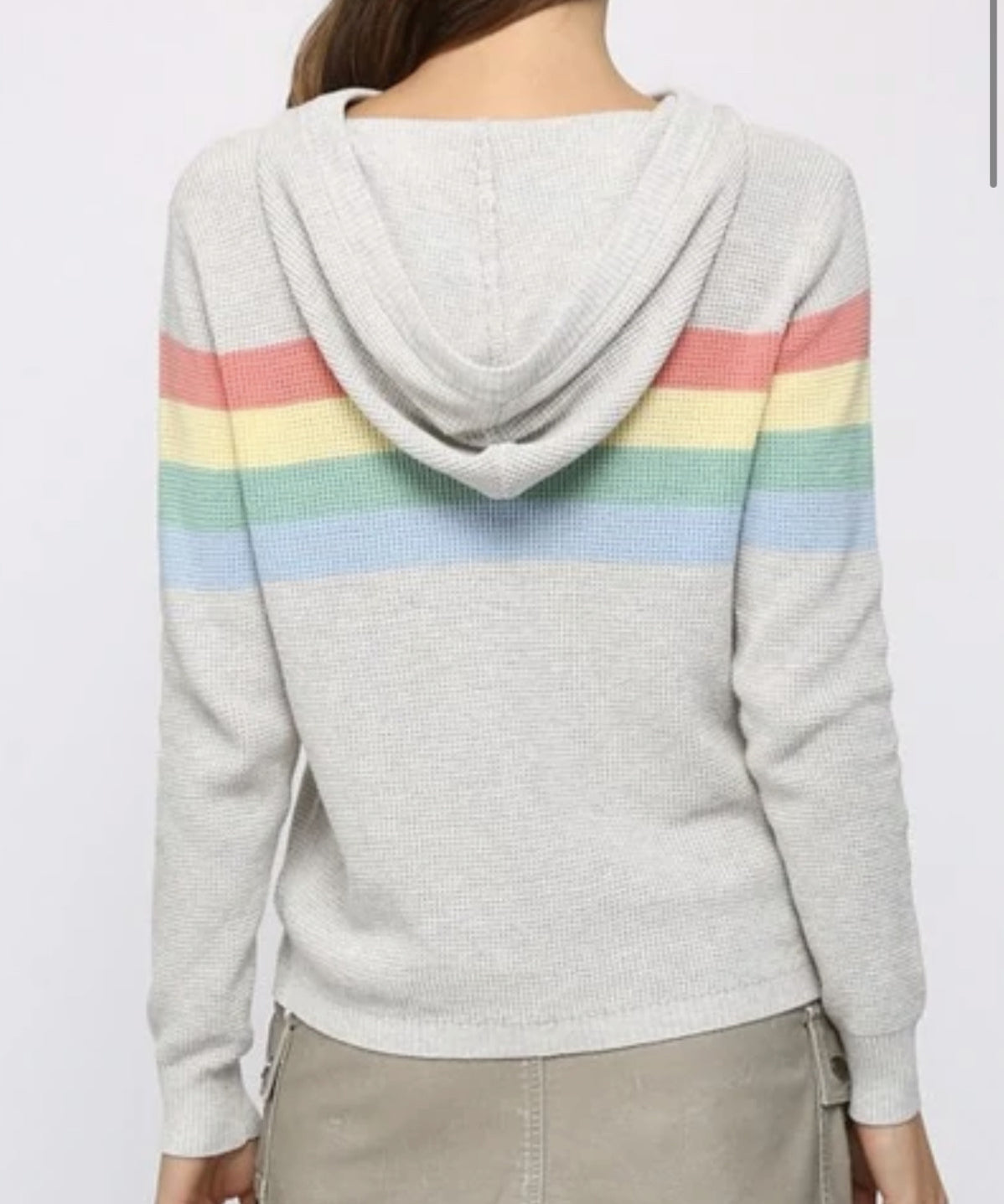 WAFFLE KNIT STRIPED HOODIE