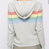 WAFFLE KNIT STRIPED HOODIE