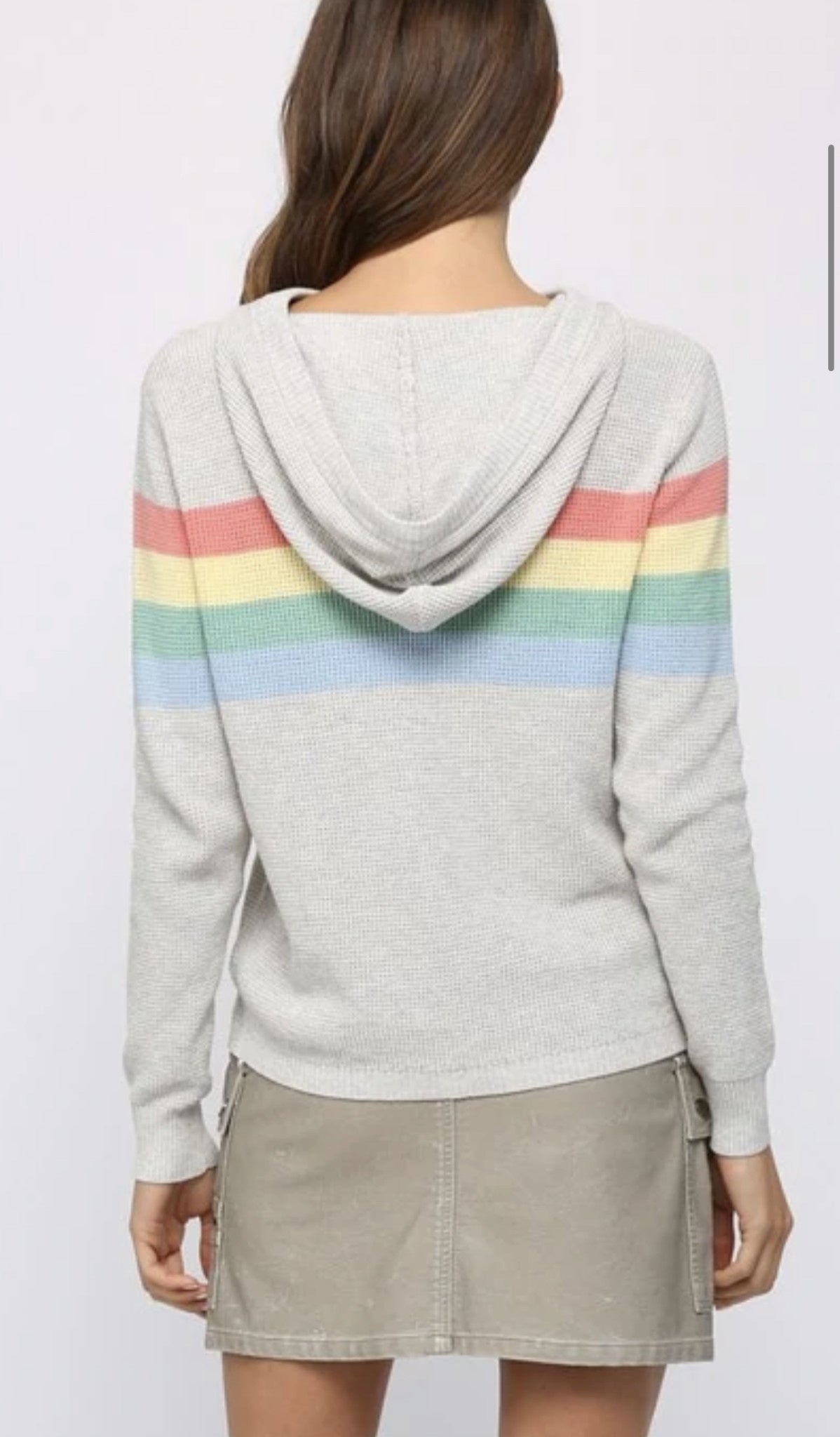 WAFFLE KNIT STRIPED HOODIE