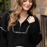 1/4 Zip Stitched Sweater