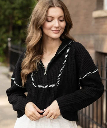 1/4 Zip Stitched Sweater