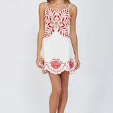EMBROIDERED FLOWER MOTIF MINI DRESS