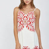 EMBROIDERED FLOWER MOTIF MINI DRESS