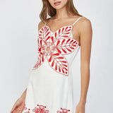 EMBROIDERED FLOWER MOTIF MINI DRESS
