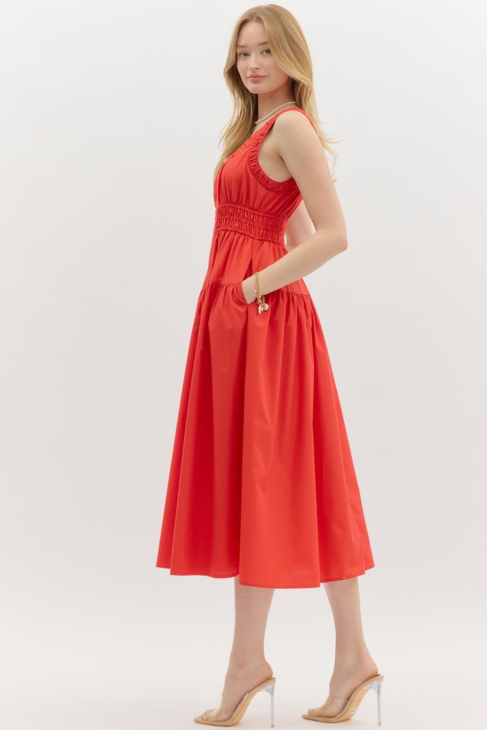 ZIPPER FRONT MIDI DRESS