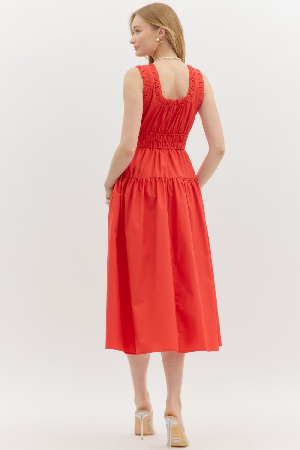ZIPPER FRONT MIDI DRESS
