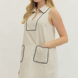LINEN MINI W/PIPING DETAIL