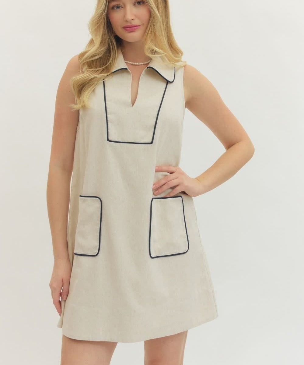 LINEN MINI W/PIPING DETAIL
