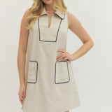 LINEN MINI W/PIPING DETAIL