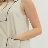 LINEN MINI W/PIPING DETAIL