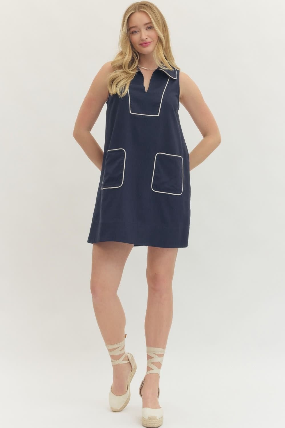 LINEN MINI W/PIPING DETAIL