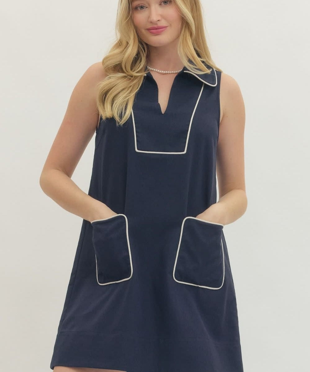 LINEN MINI W/PIPING DETAIL