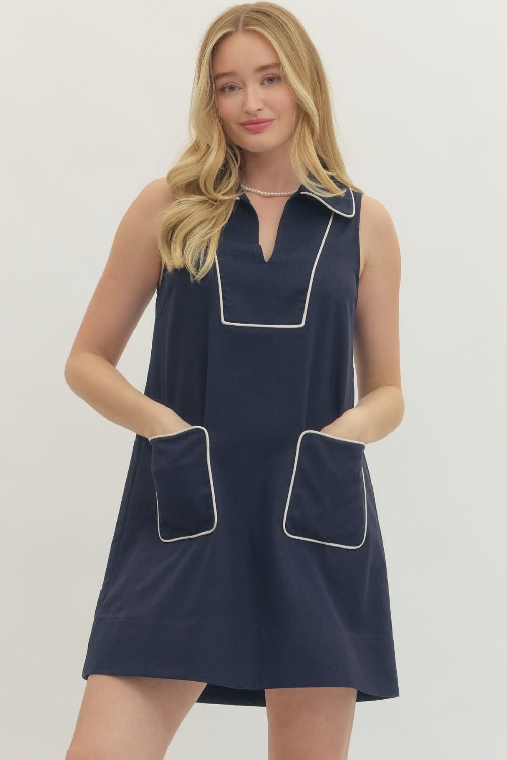 LINEN MINI W/PIPING DETAIL