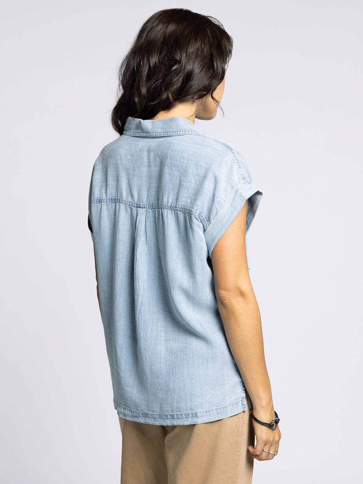 SABRINA DENIM SSLV BLOUSE