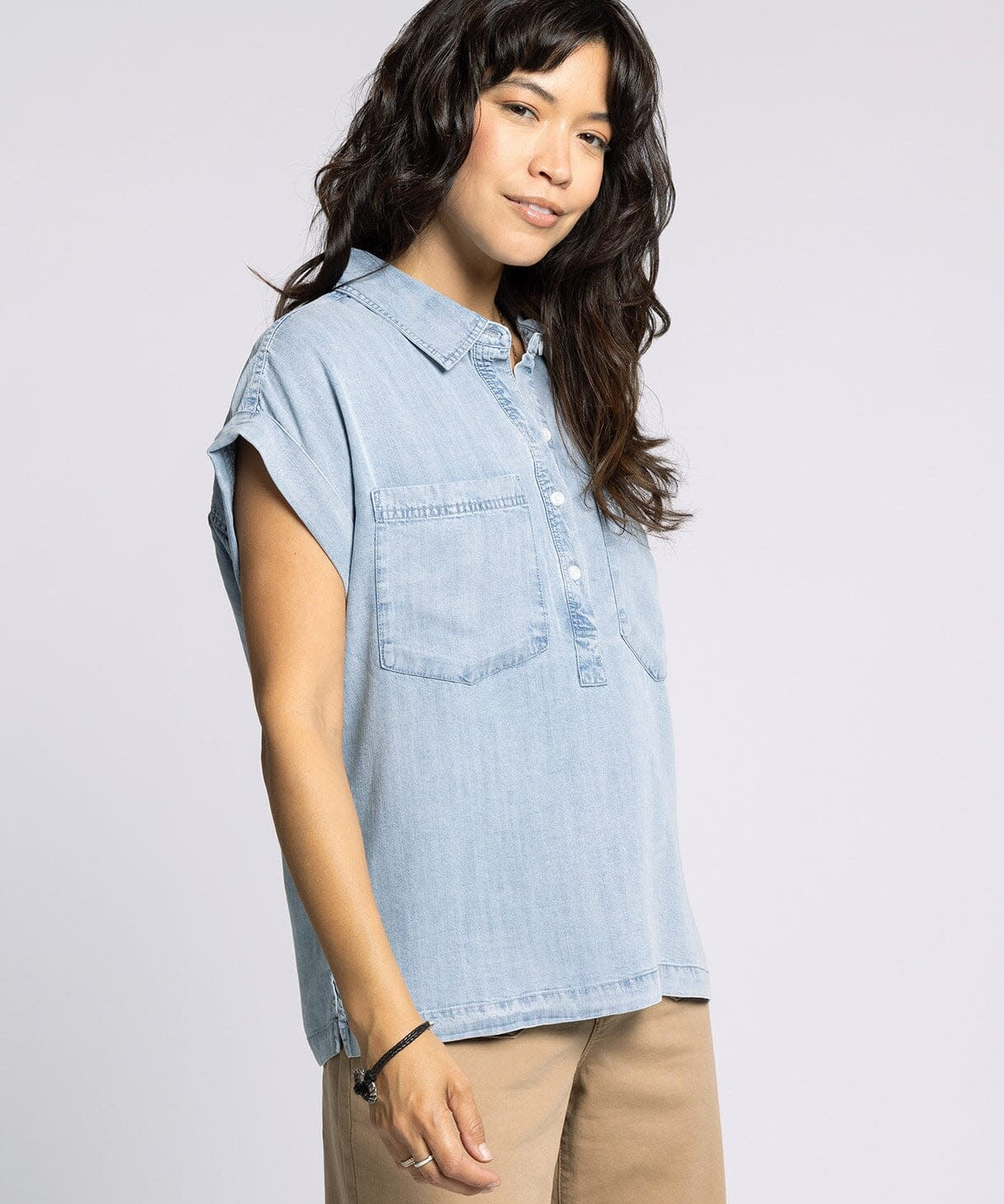 SABRINA DENIM SSLV BLOUSE