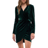 VELVET LONG SLEEVE WRAP MINI