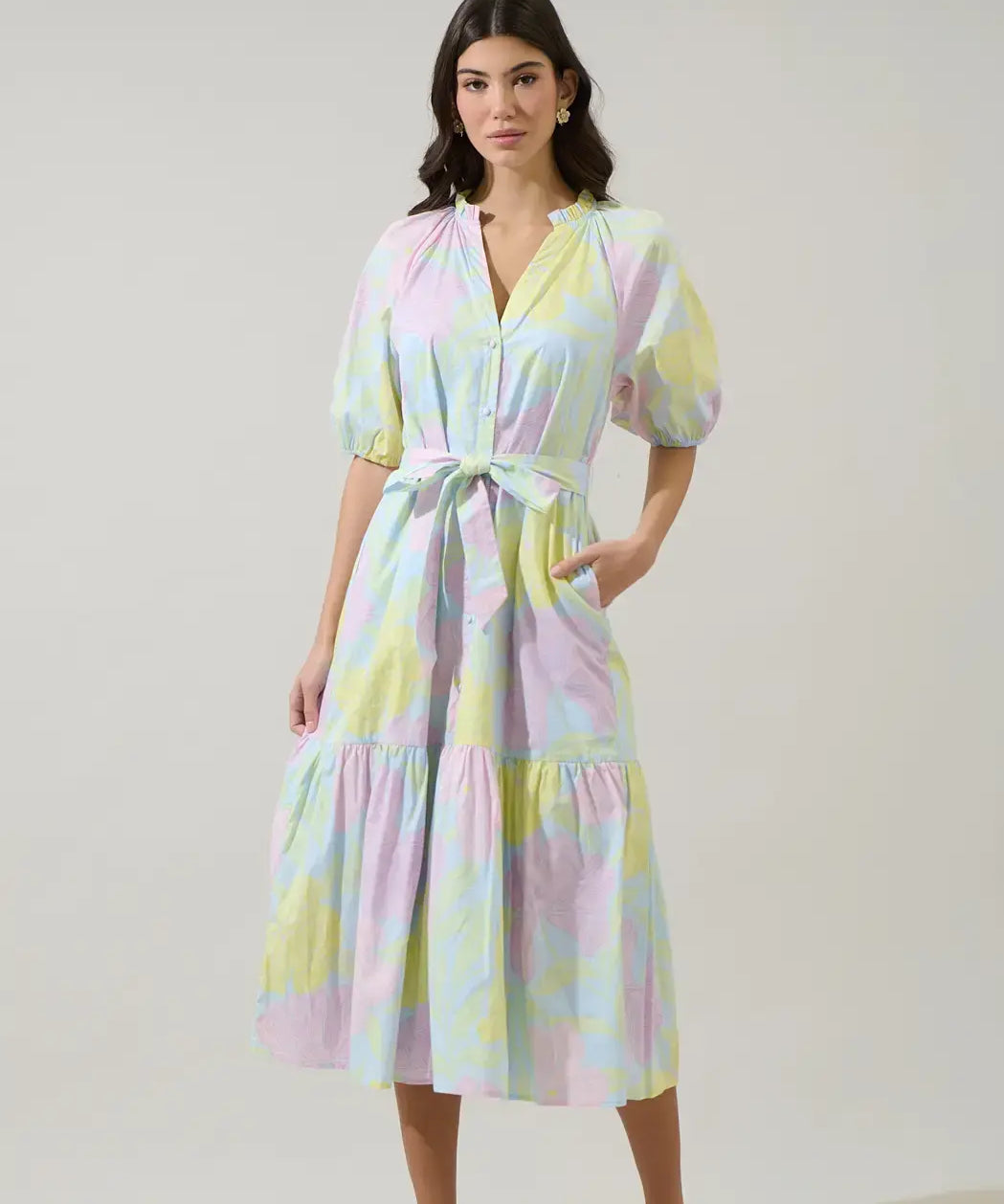 ALEXIA FLORAL TIERED MIDI DRESS