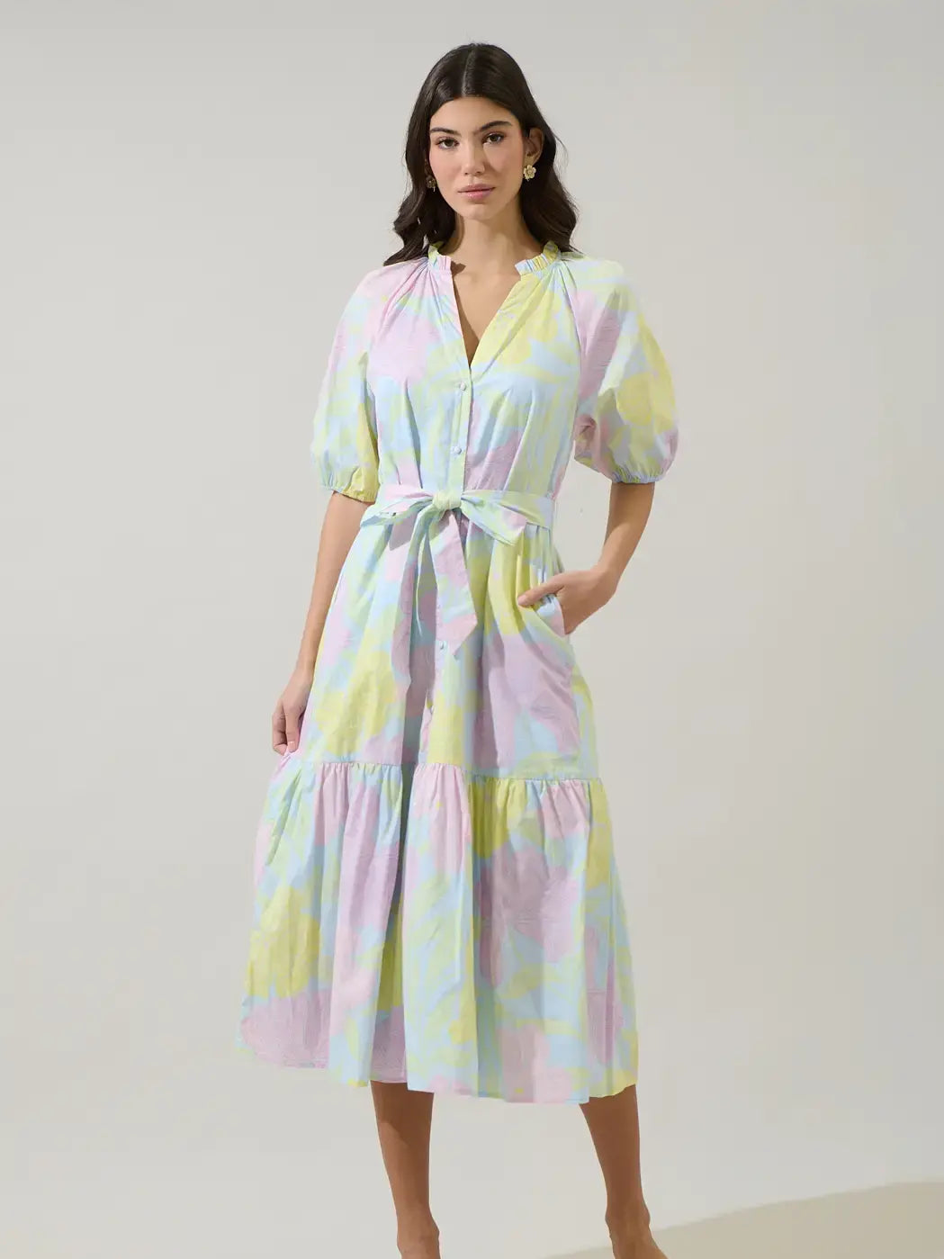 ALEXIA FLORAL TIERED MIDI DRESS