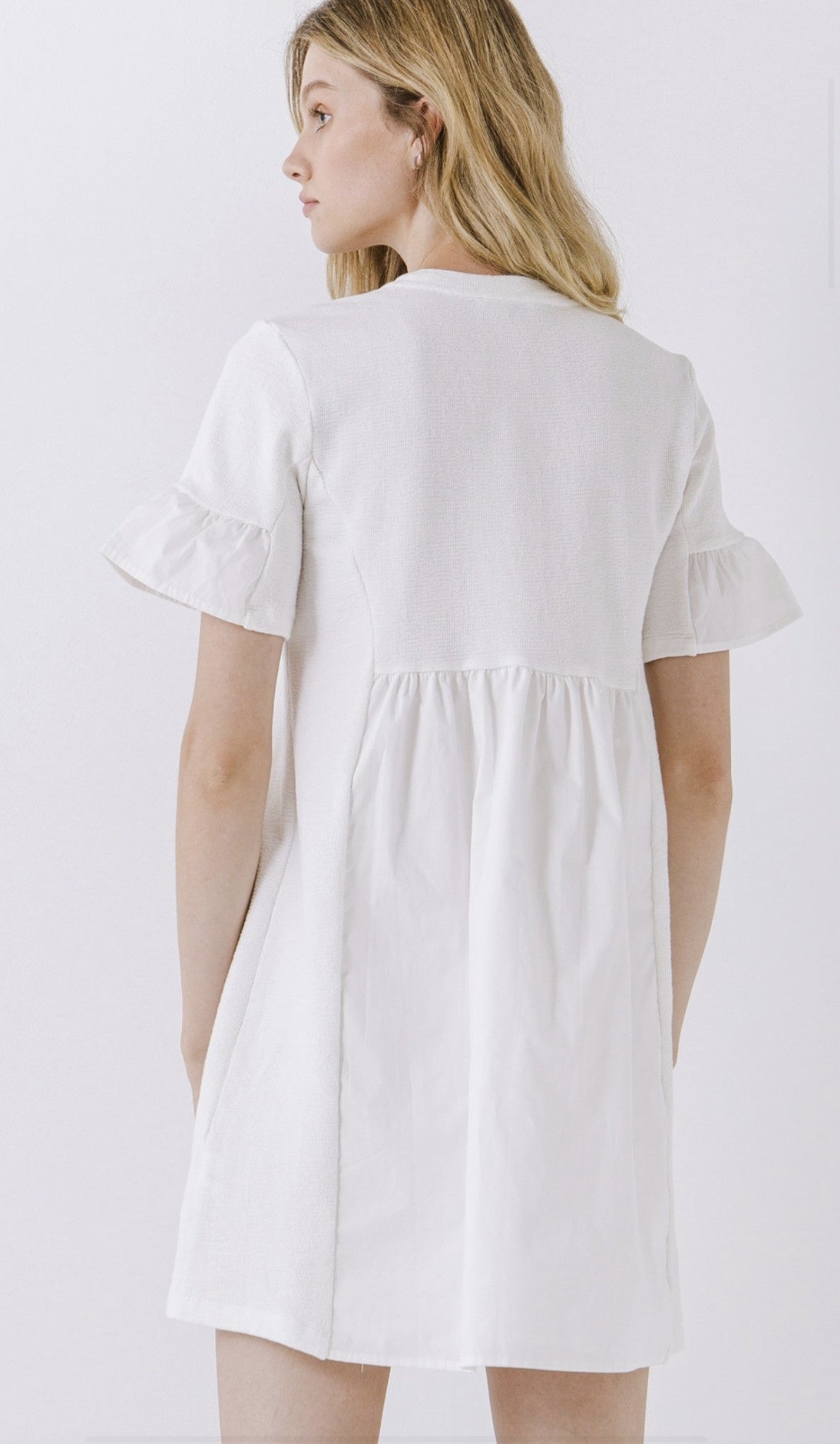 KNIT MIX MINI DRESS WITH POCKETS