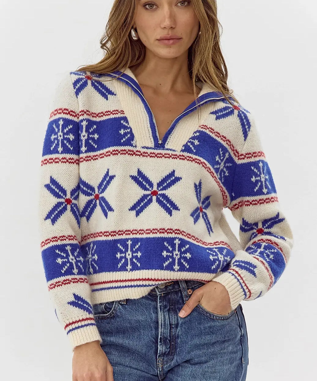 THE VALERIE COLLARD RIBBED KNIT SWEATER