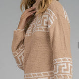 PRINTED  HALF ZIP SWEATER