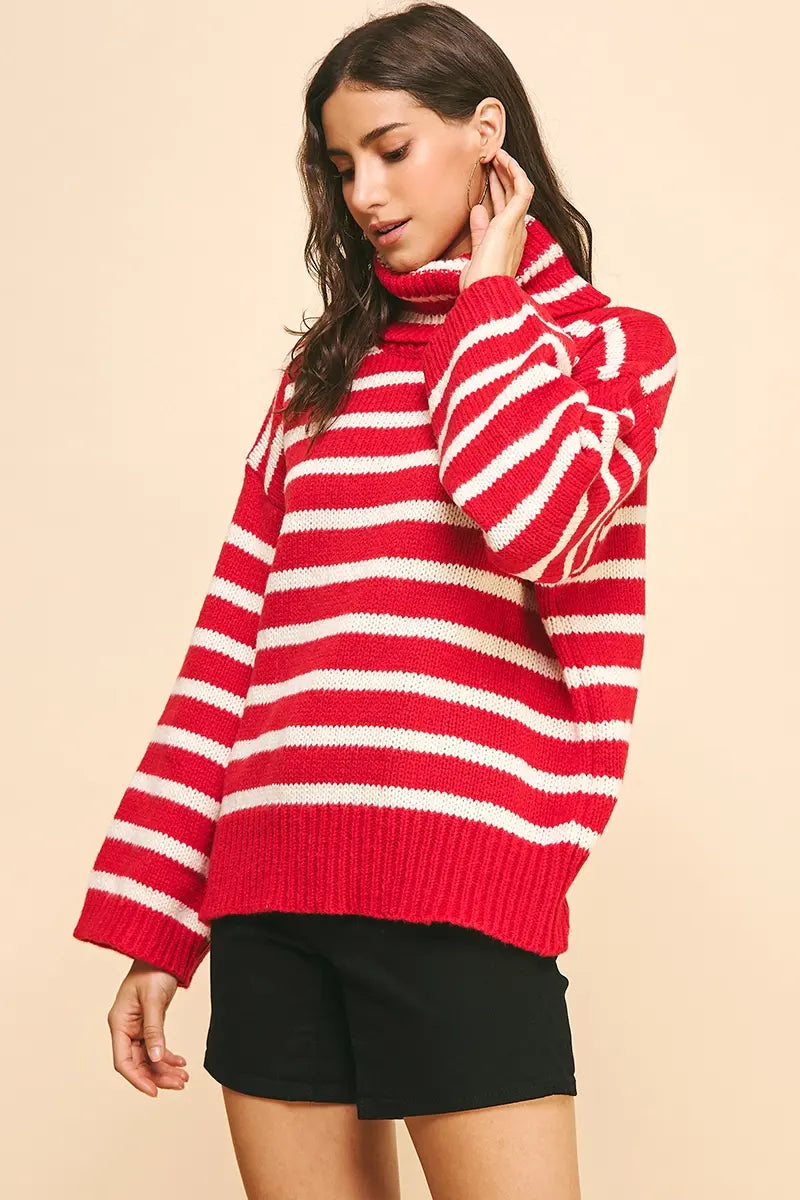 STRIPE TURTLE NECK SWEATER