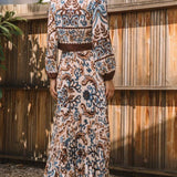 Printed Pleated Midi Skirt