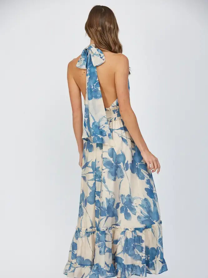 TIE BACK HALTER MAXI