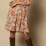 RUFFLE V NECK TIERED PICOT DRESS