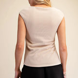 ROUND NECK SLVS SIDE DRAPED TOP