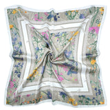 FLOWER BORDER TAUPE PRINT SQUARE SCARF