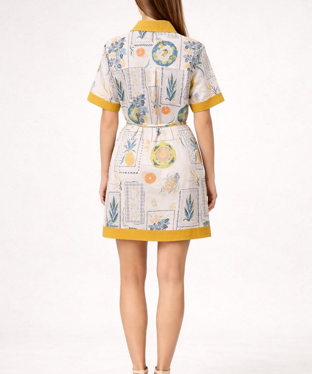 TROPICAL FRUIT PRINT MINI DRESS