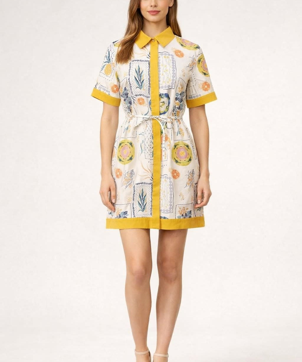 TROPICAL FRUIT PRINT MINI DRESS