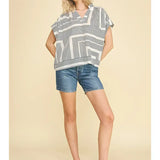 GEOMETRIC VNECK BLOUSE