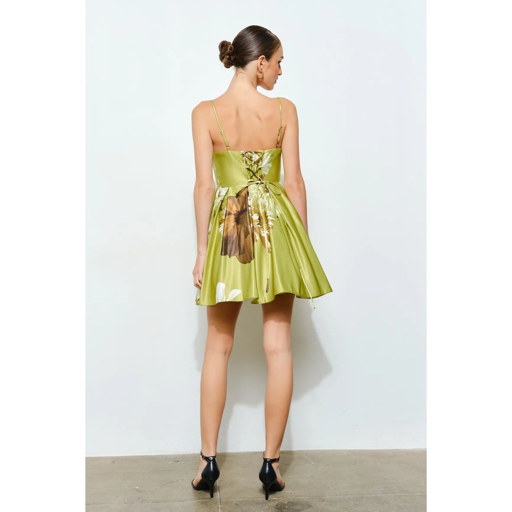 LIME FLORAL MINI DRESS