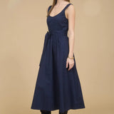 SLVLESS A-LINE MIDI W/ TIE BELT