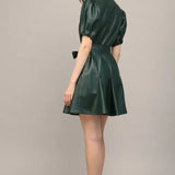SSLV FAUX LEATHER DRESS
