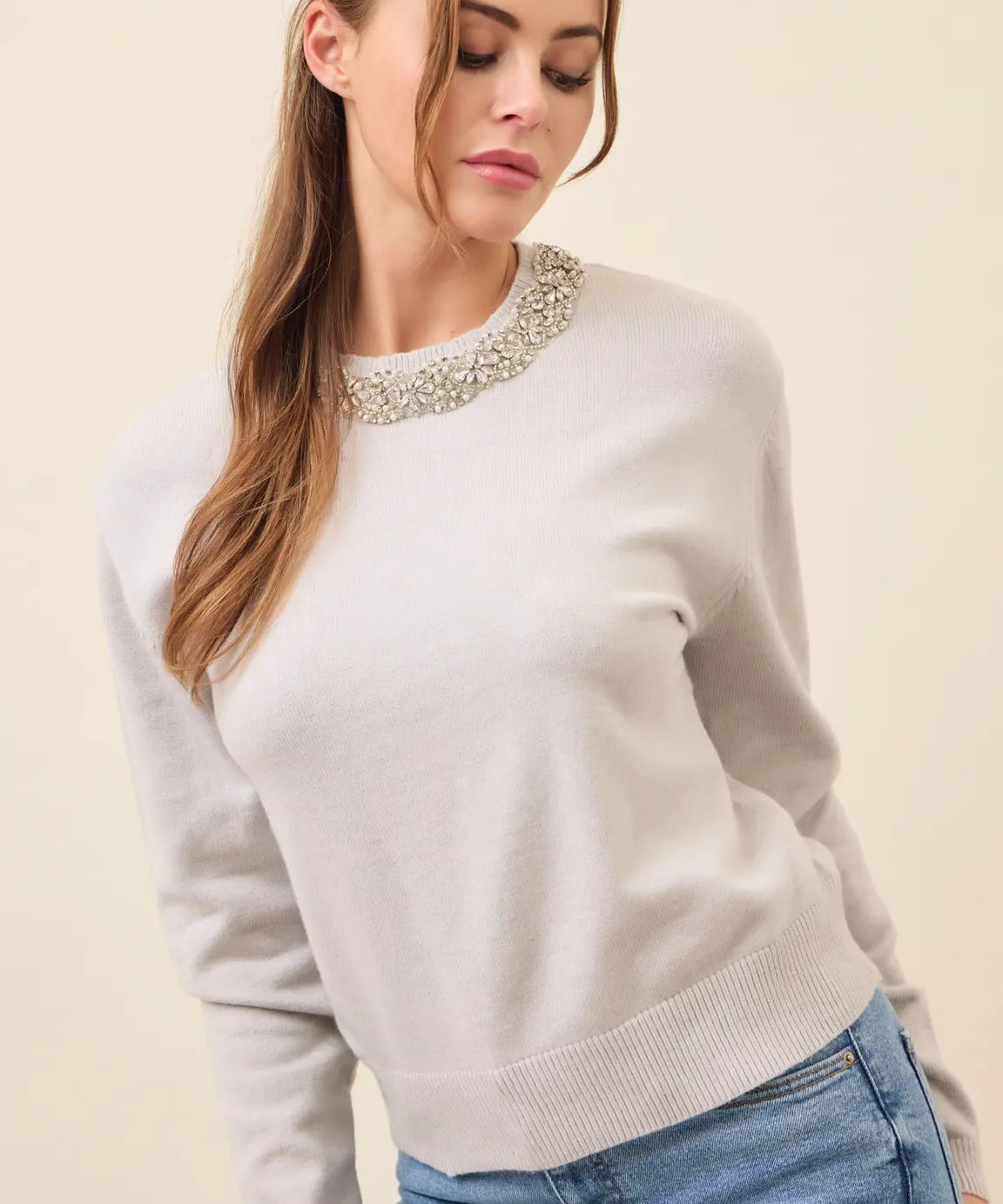 CHRISSY JEWEL NECK SWEATER
