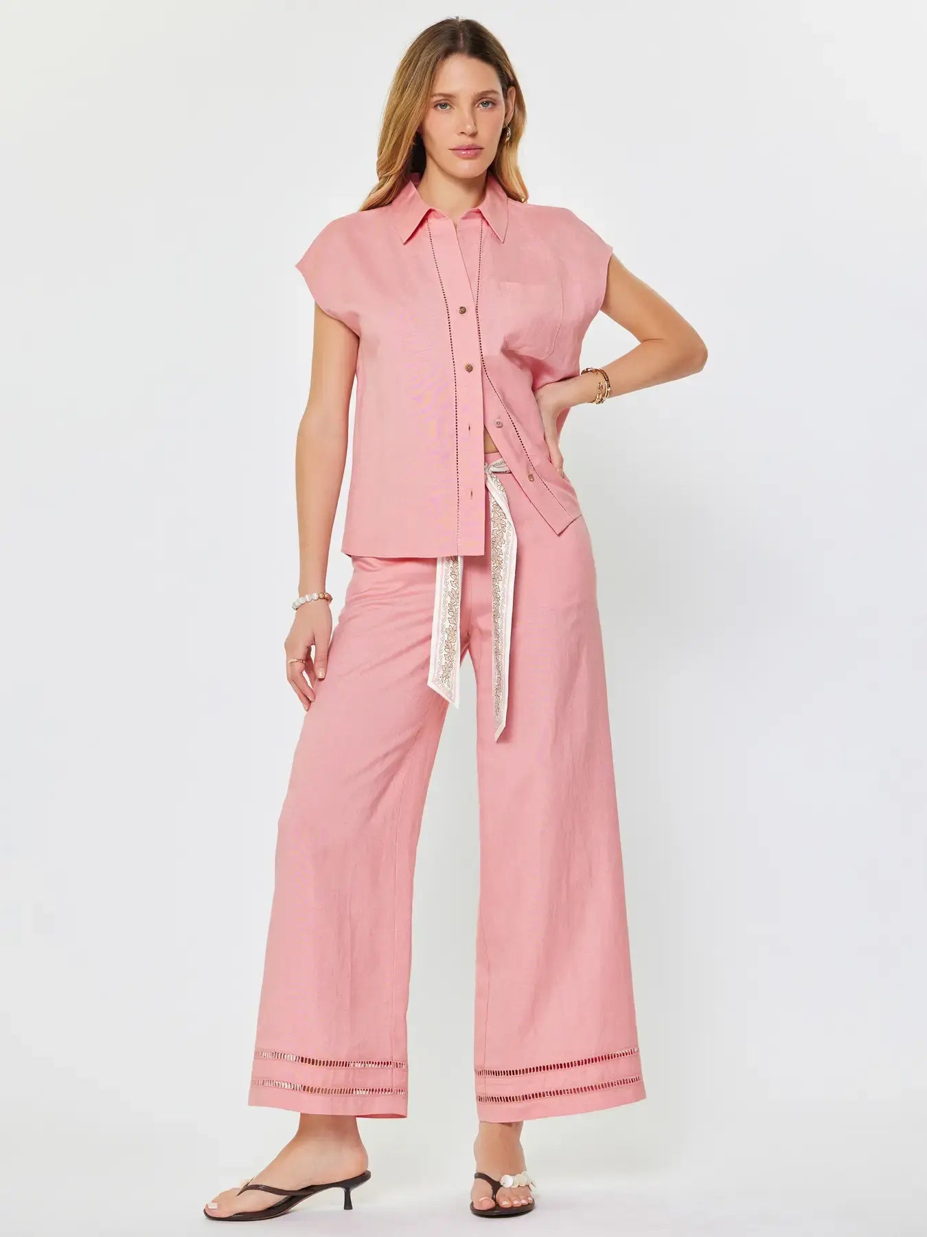 CAP SLEEVE BUTTON DOWN BLOUSE