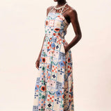 PATCHWORK PRINT MIDI SUNDRESS