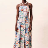 PATCHWORK PRINT MIDI SUNDRESS