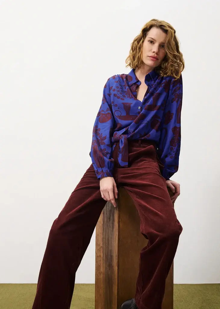 FALL FLORAL TIE FRONT BLOUSE