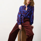 FALL FLORAL TIE FRONT BLOUSE