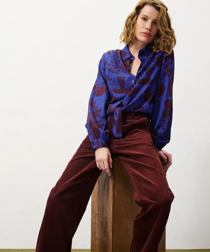 FALL FLORAL TIE FRONT BLOUSE