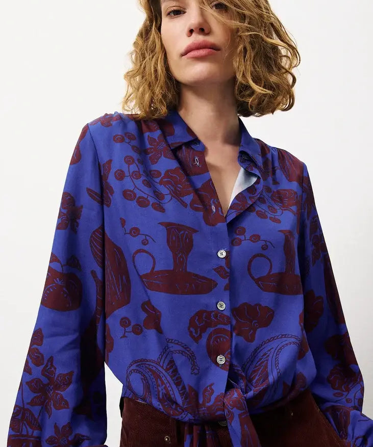 FALL FLORAL TIE FRONT BLOUSE