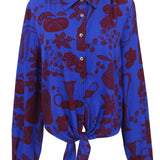 FALL FLORAL TIE FRONT BLOUSE